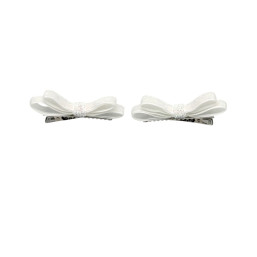 Set of 2 Shiny Ribbon Hair Clips – Pearl